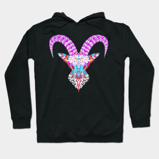 the goat in bright natural colors in ecopop zentangle devil art Hoodie